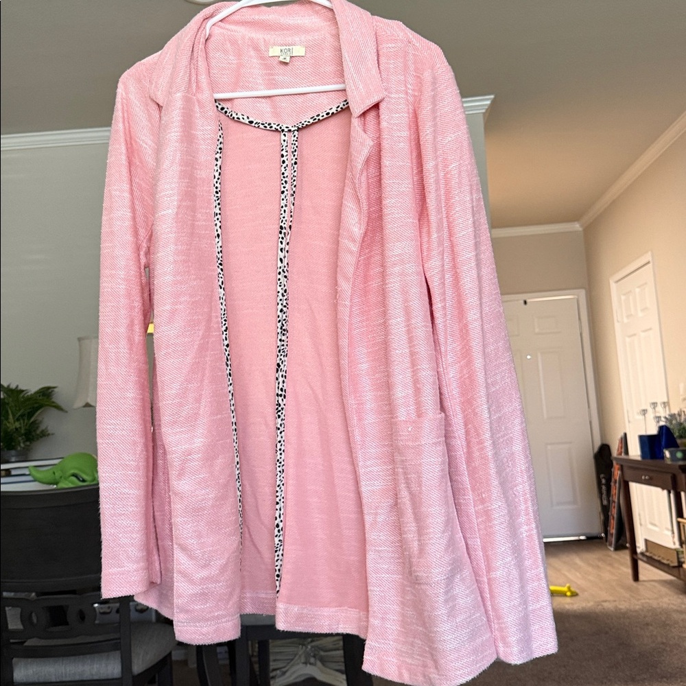 Pink Open Front Cardigan Blazer
